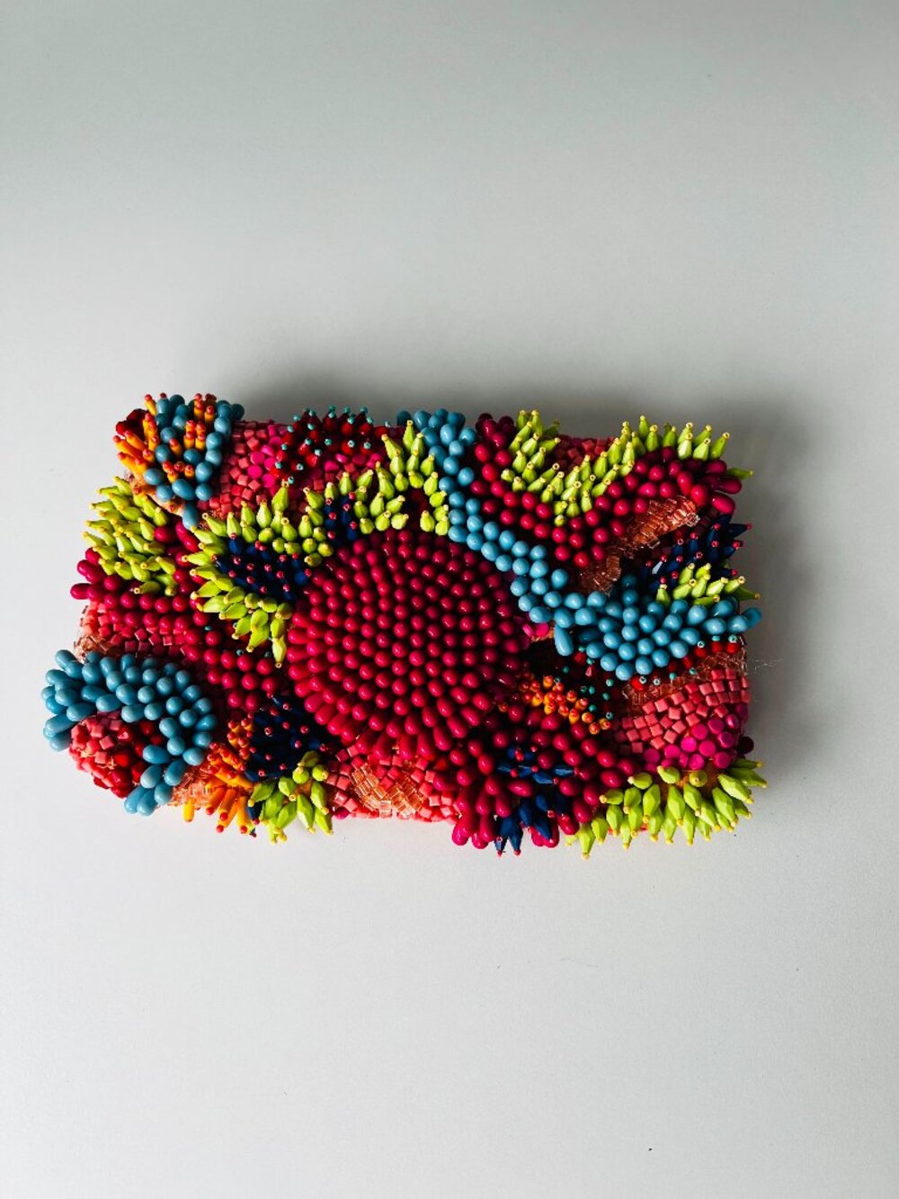 Zara Multicolor 3D Beaded Coral Clutch Bag